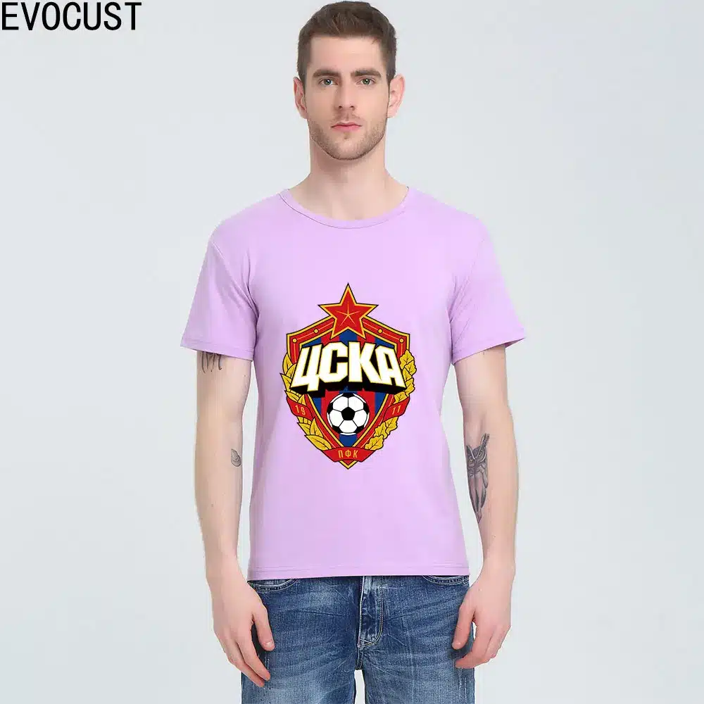 The central cska Moscow Russia LOGO T-shirt Top Lycra Cotton Men T shirt New Design High Quality 28