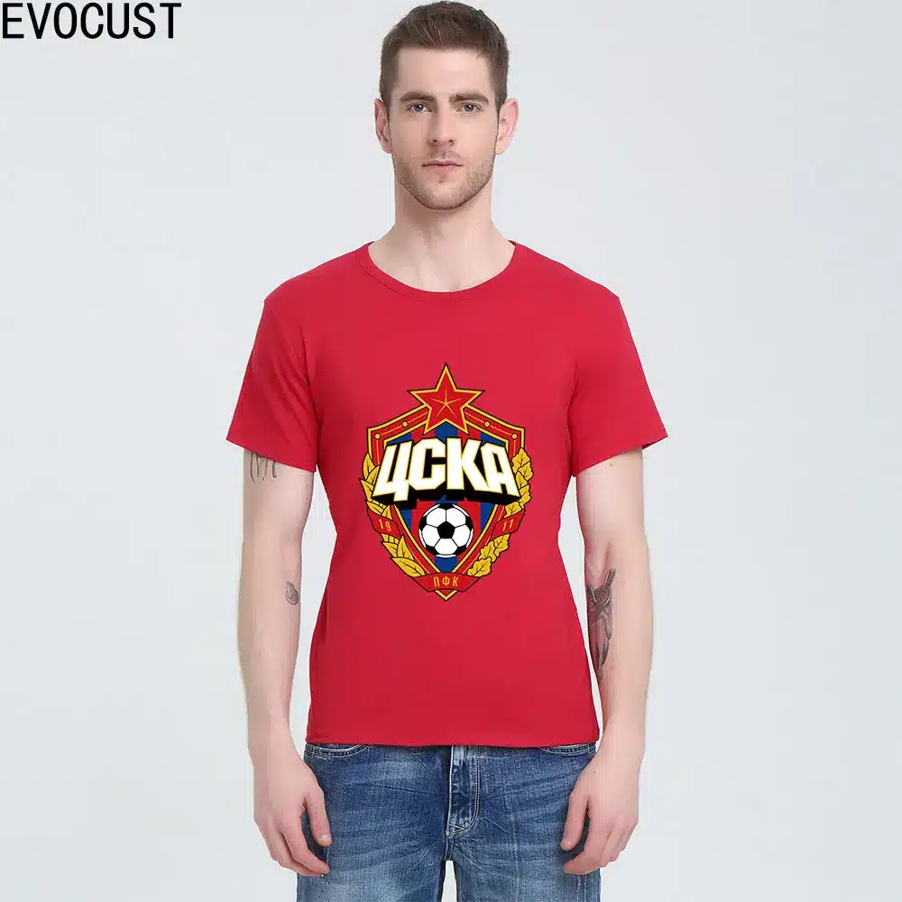 The central cska Moscow Russia LOGO T-shirt Top Lycra Cotton Men T shirt New Design High Quality 29