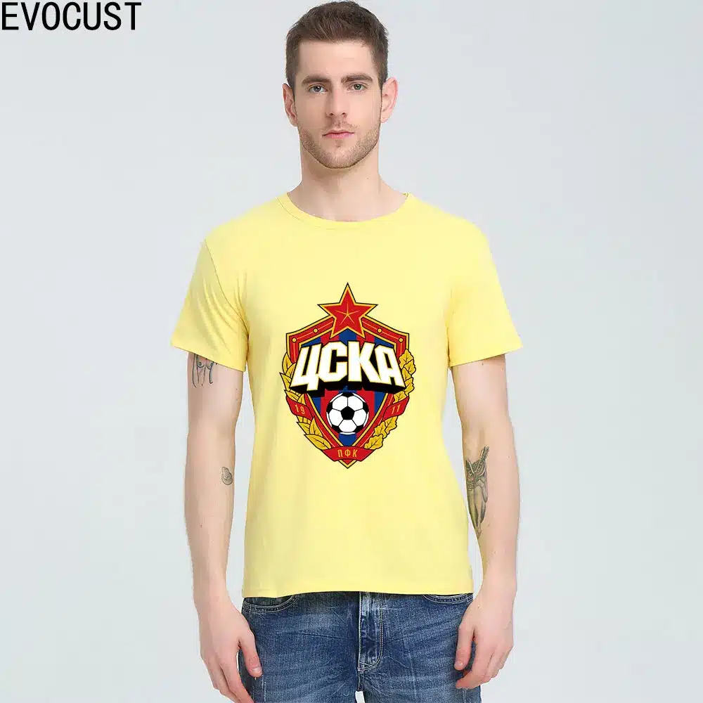 The central cska Moscow Russia LOGO T-shirt Top Lycra Cotton Men T shirt New Design High Quality 31