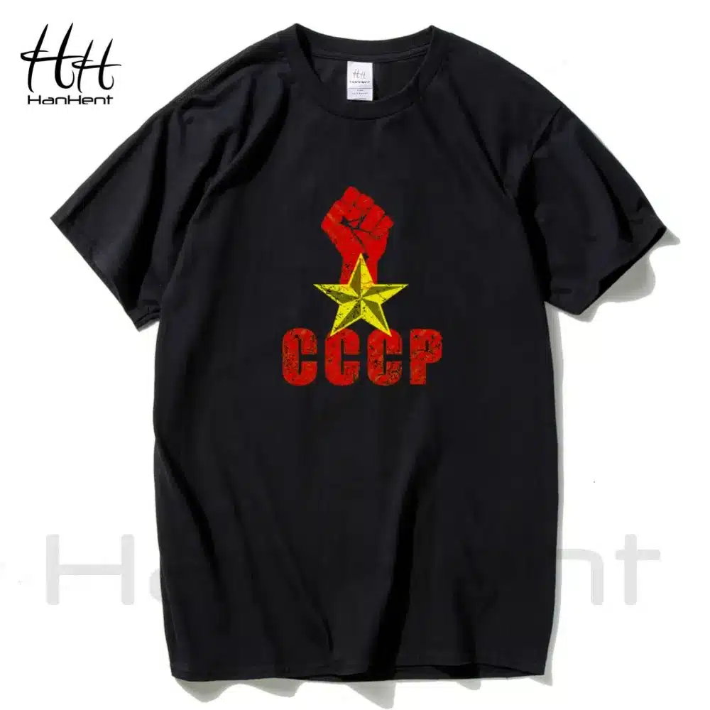 HanHent CCCP Russian T Shirt USSR Soviet Union Man T-shirt Russia Mens Tshirts Cotton One Punch And Stars Short Sleeve Tops Tees 10