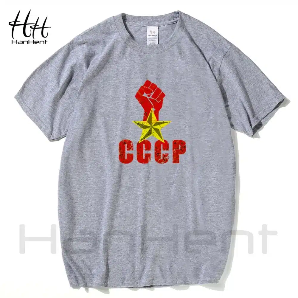 HanHent CCCP Russian T Shirt USSR Soviet Union Man T-shirt Russia Mens Tshirts Cotton One Punch And Stars Short Sleeve Tops Tees 11