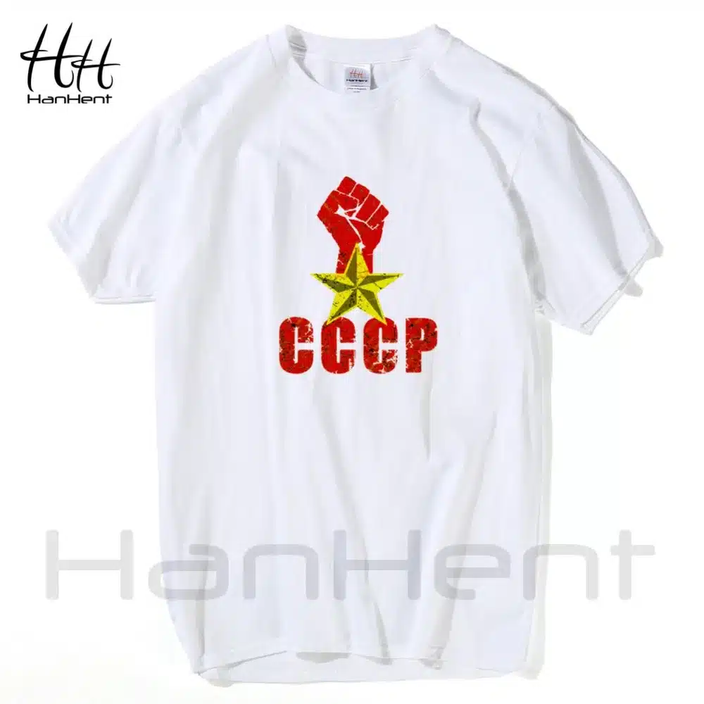 HanHent CCCP Russian T Shirt USSR Soviet Union Man T-shirt Russia Mens Tshirts Cotton One Punch And Stars Short Sleeve Tops Tees 12
