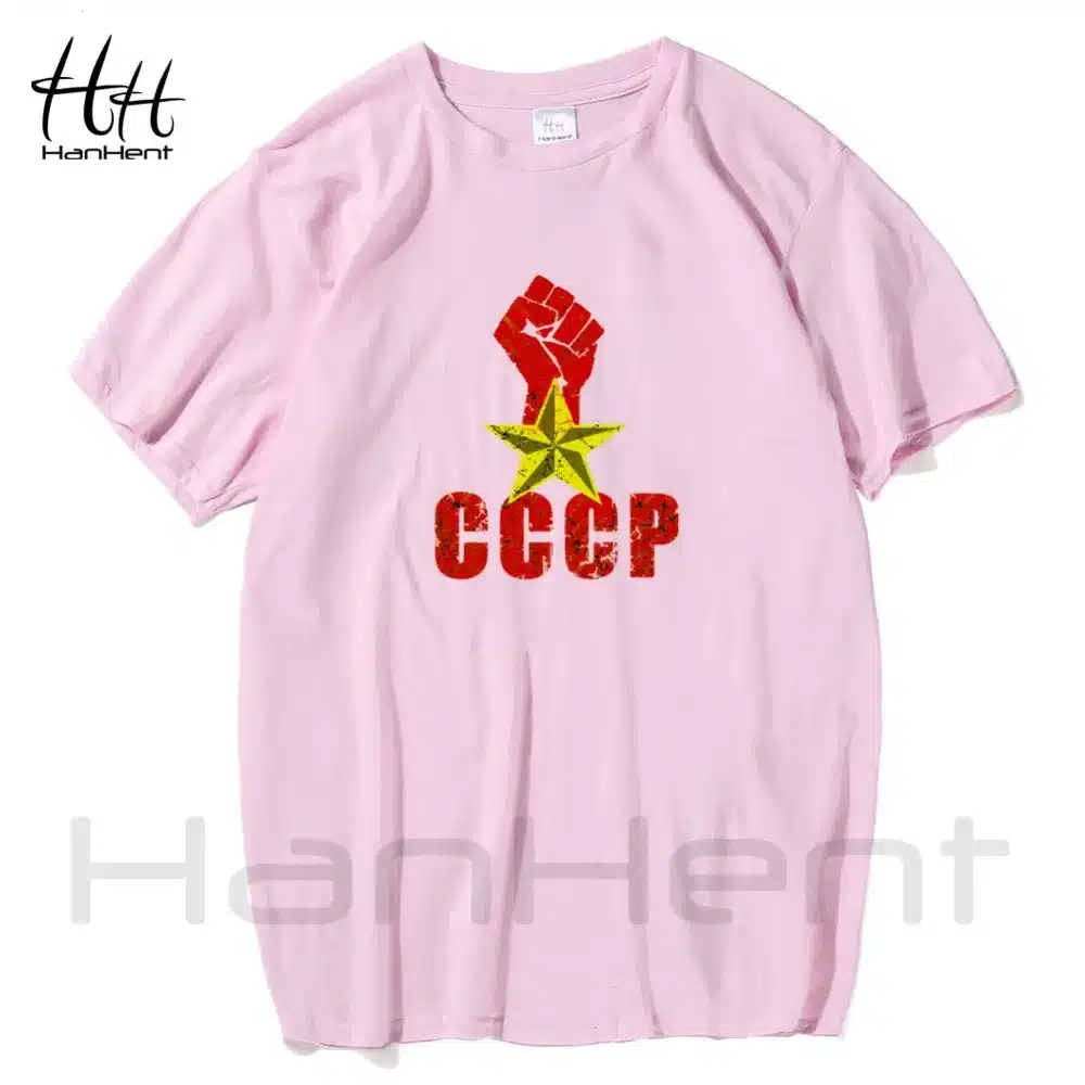 HanHent CCCP Russian T Shirt USSR Soviet Union Man T-shirt Russia Mens Tshirts Cotton One Punch And Stars Short Sleeve Tops Tees 13