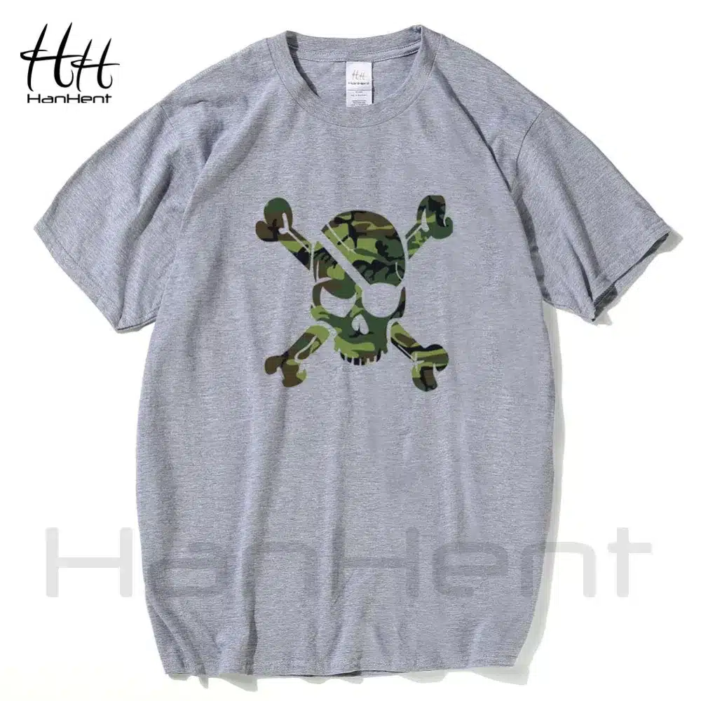 HanHent Camouflage Skull Swag T shirt Men Pirates Casual Cotton Short Sleeve Men's T-shirts Fitness clothing Russia Amry TA0529 11