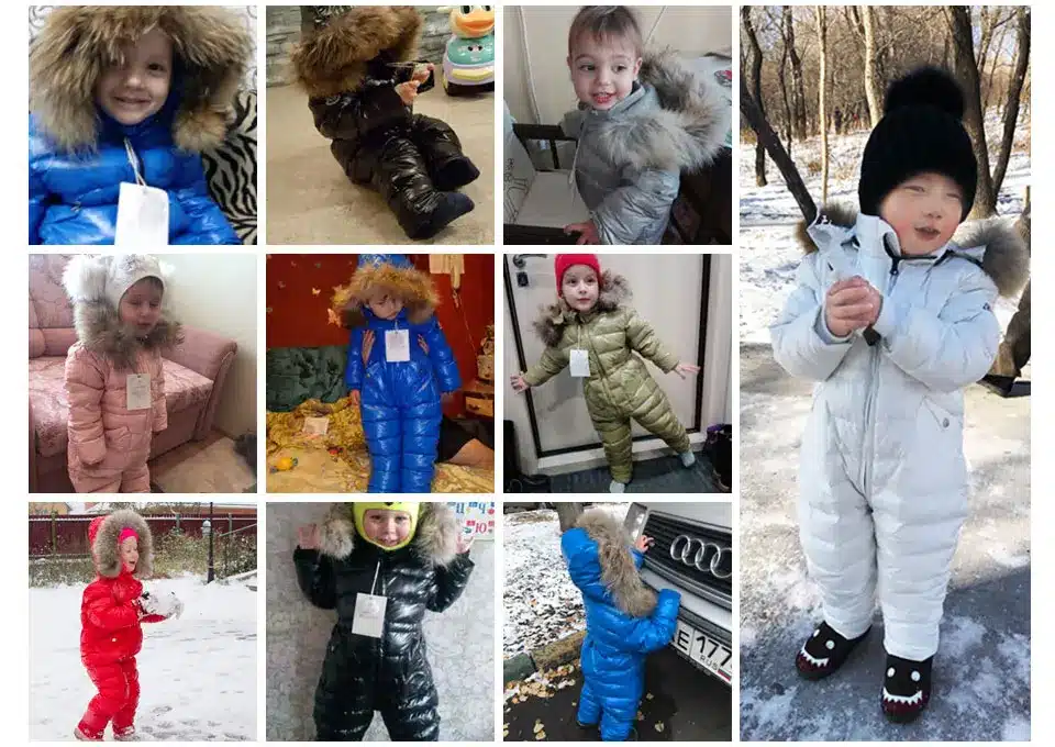 New 2017 Russia winter Boys Clothing Waterproof Down Warm Jacket For Girls Kids 7 Color Thick Jumpsuit Coats White Duck Down 15