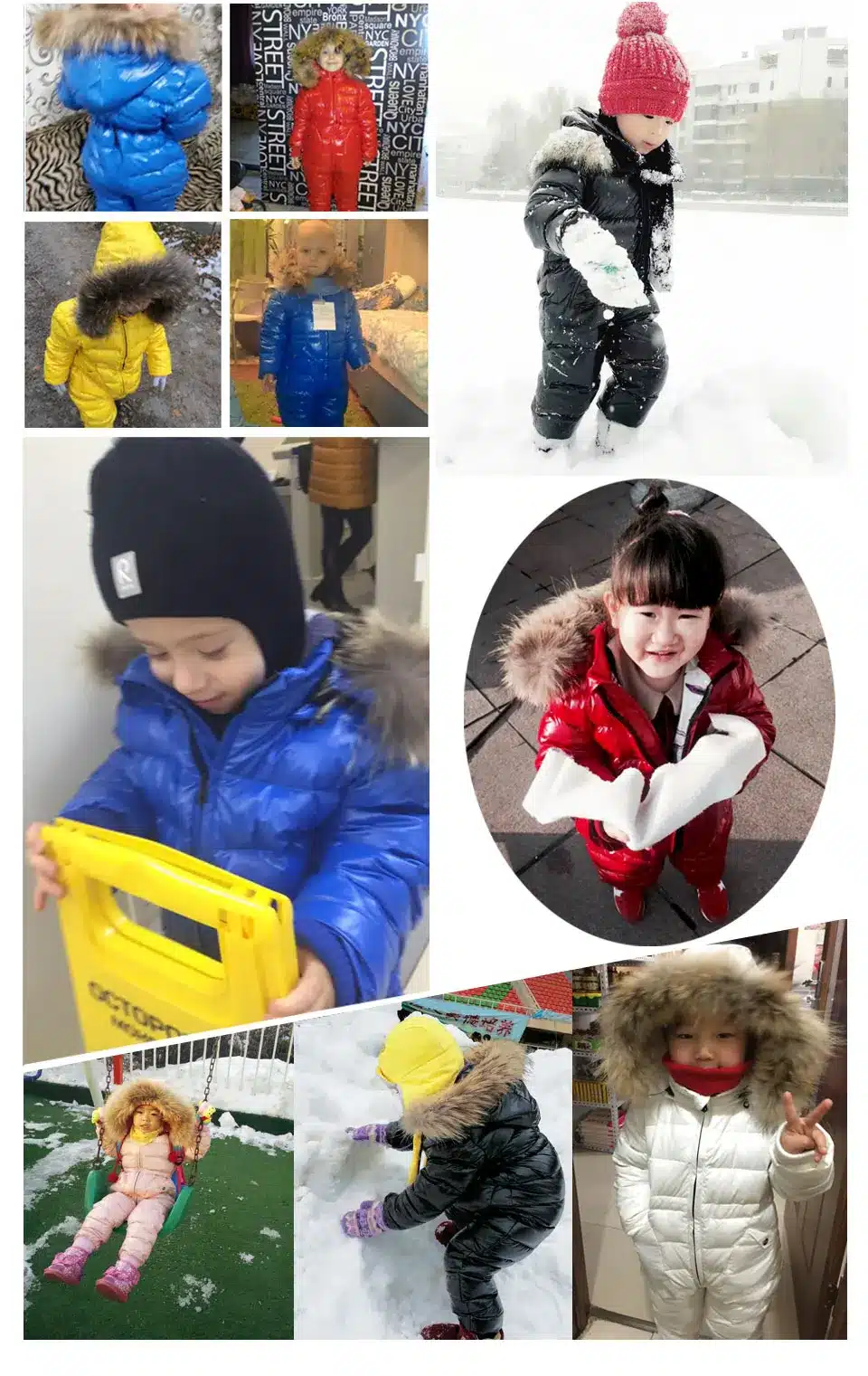 New 2017 Russia winter Boys Clothing Waterproof Down Warm Jacket For Girls Kids 7 Color Thick Jumpsuit Coats White Duck Down 16