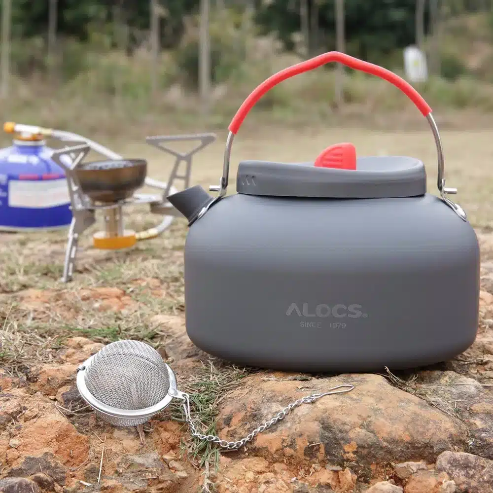 (Ship From Russia / ) ALOCS 1.4L Outdoor Cookware Aluminum Kettle Camping Picnic Pot with Stainless Tea filter Ball 10