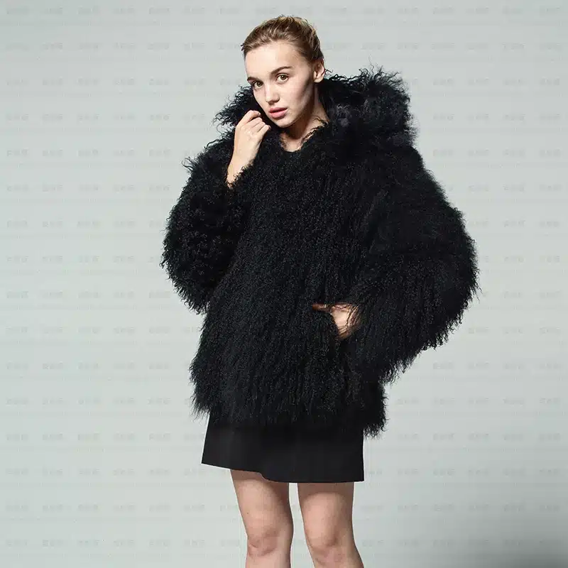 New pattern Fashionable Fur Long sleeve Cap Female Tan sheep Loose coat Russia Woman thickening Lined Large size winter Jacket 27