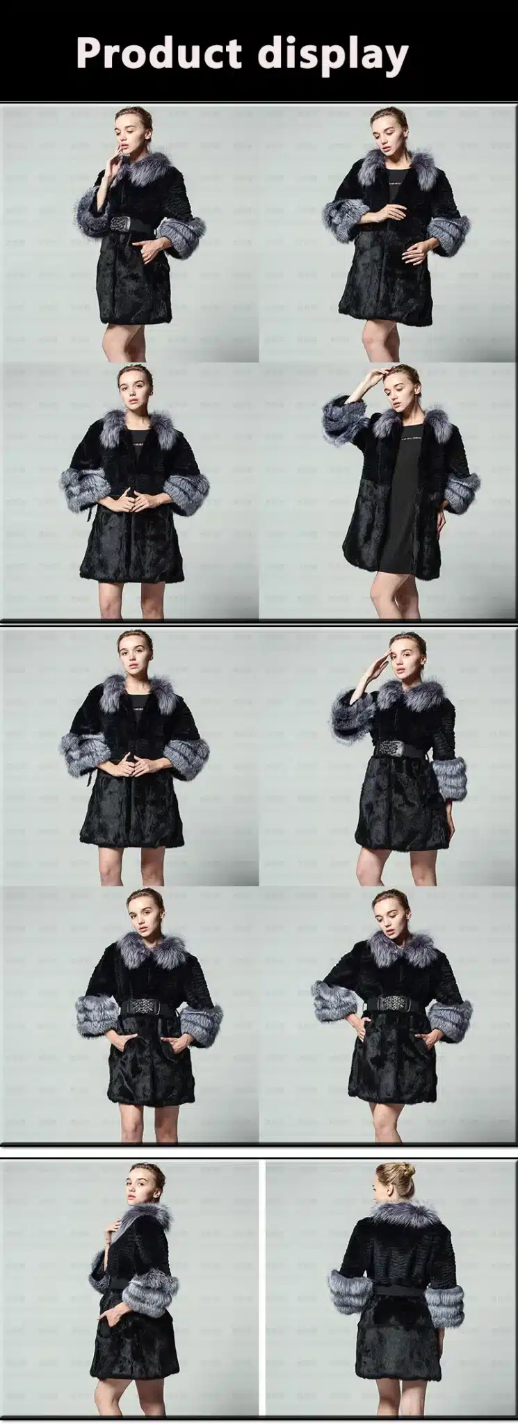 New pattern Real Rabbit fur coat Fox feather collar Belted Fox cuff Large size winter Russia Woman fashion Warm Pockets 5XL coat 13