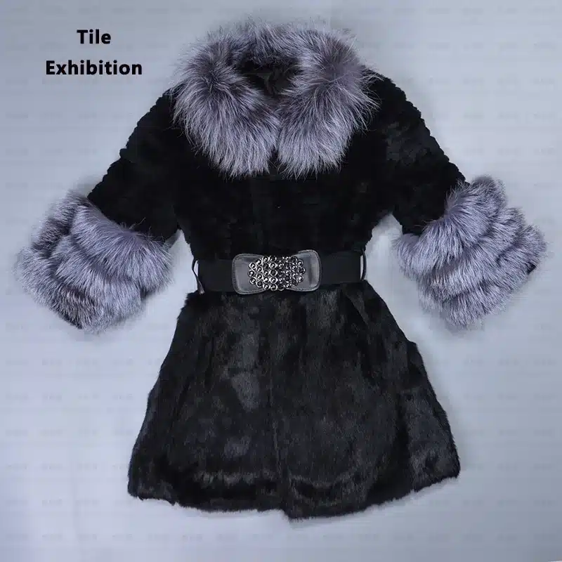 New pattern Real Rabbit fur coat Fox feather collar Belted Fox cuff Large size winter Russia Woman fashion Warm Pockets 5XL coat 15