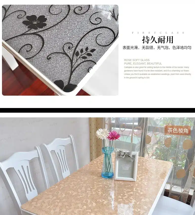 PVC waterproof table cloth soft glass plastic tablecloth table MATS from XiCha several pad frosted crystal plate 10
