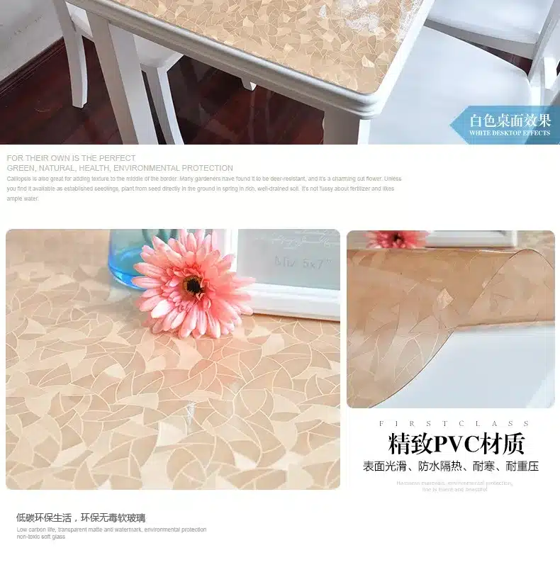 PVC waterproof table cloth soft glass plastic tablecloth table MATS from XiCha several pad frosted crystal plate 11