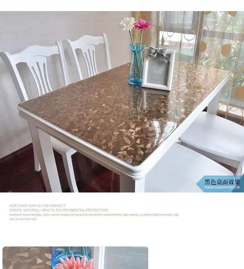 PVC waterproof table cloth soft glass plastic tablecloth table MATS from XiCha several pad frosted crystal plate 12