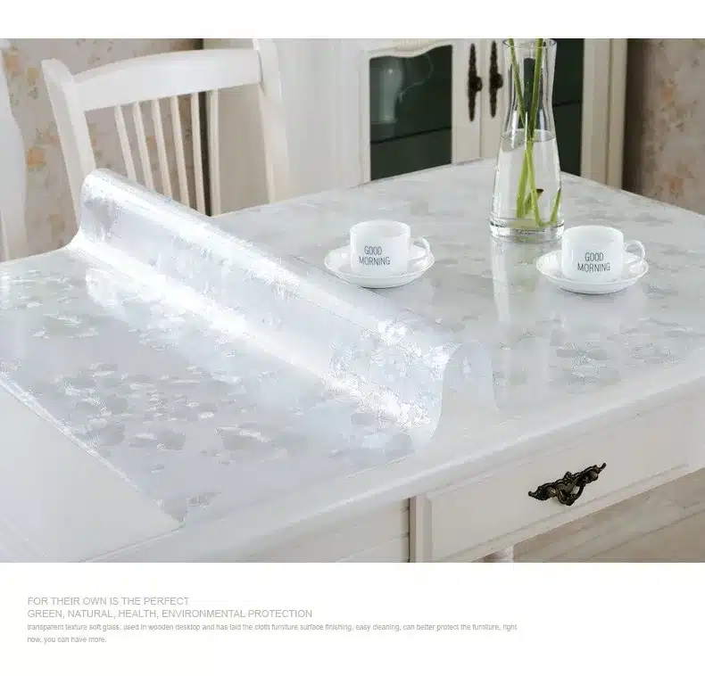 PVC waterproof table cloth soft glass plastic tablecloth table MATS from XiCha several pad frosted crystal plate 24