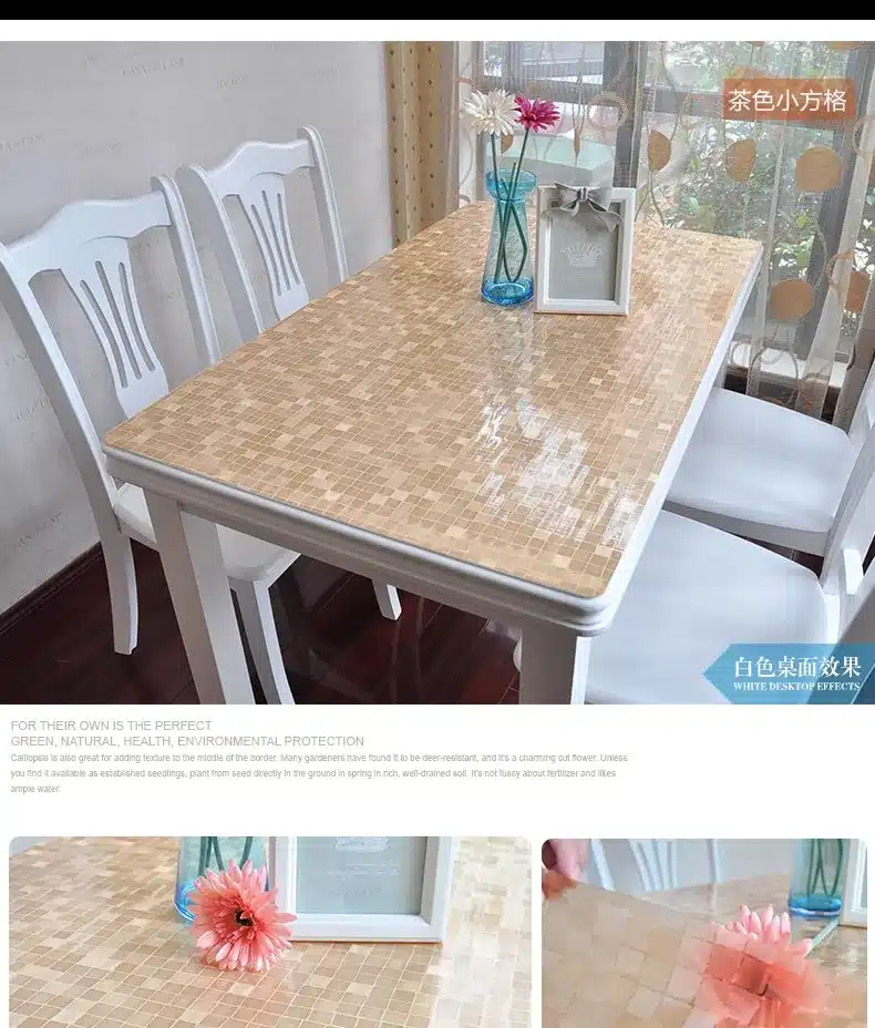 PVC waterproof table cloth soft glass plastic tablecloth table MATS from XiCha several pad frosted crystal plate 25