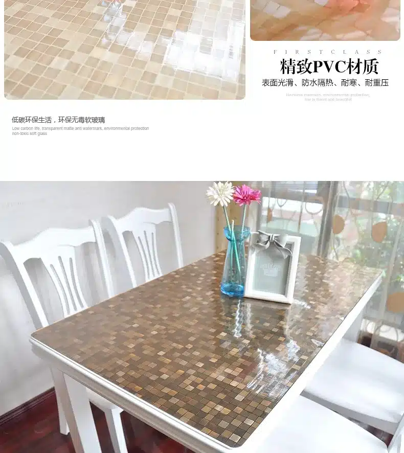PVC waterproof table cloth soft glass plastic tablecloth table MATS from XiCha several pad frosted crystal plate 26