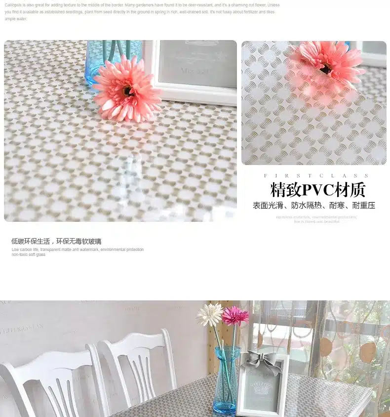 PVC waterproof table cloth soft glass plastic tablecloth table MATS from XiCha several pad frosted crystal plate 31