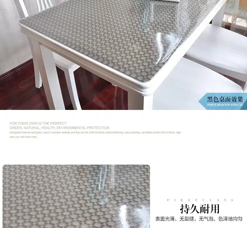 PVC waterproof table cloth soft glass plastic tablecloth table MATS from XiCha several pad frosted crystal plate 32