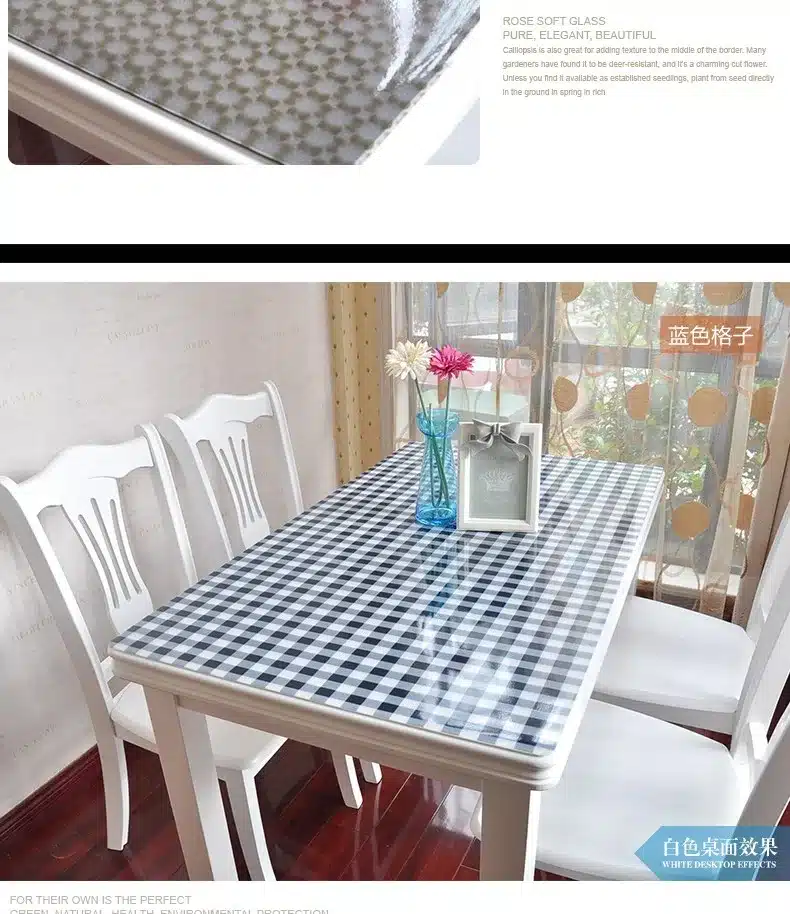 PVC waterproof table cloth soft glass plastic tablecloth table MATS from XiCha several pad frosted crystal plate 33