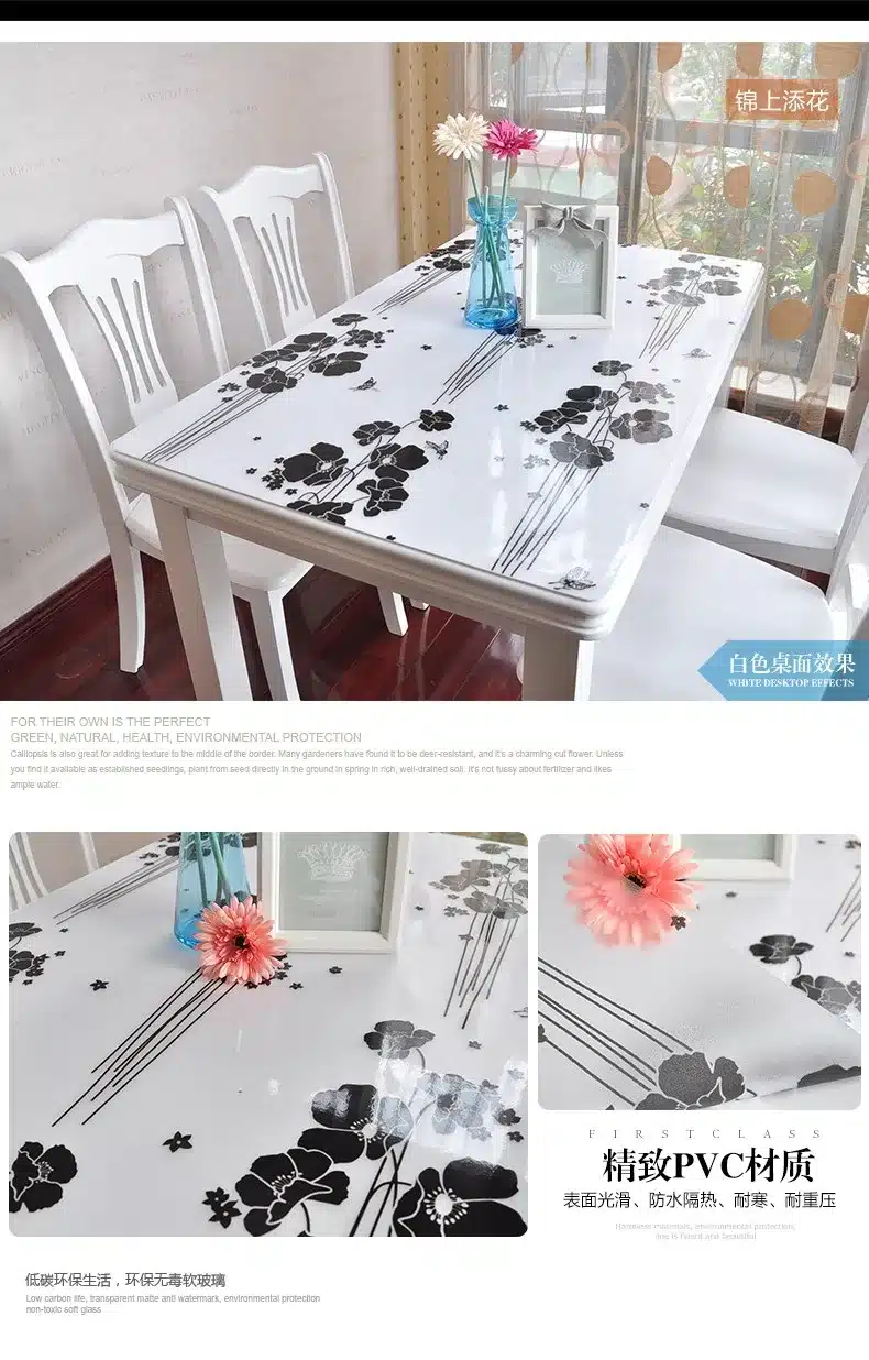 PVC waterproof table cloth soft glass plastic tablecloth table MATS from XiCha several pad frosted crystal plate 37