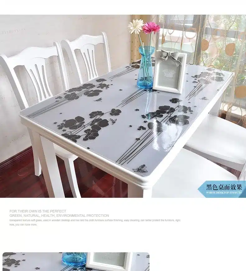 PVC waterproof table cloth soft glass plastic tablecloth table MATS from XiCha several pad frosted crystal plate 38