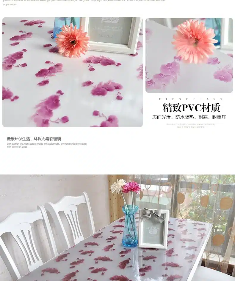 PVC waterproof table cloth soft glass plastic tablecloth table MATS from XiCha several pad frosted crystal plate 42