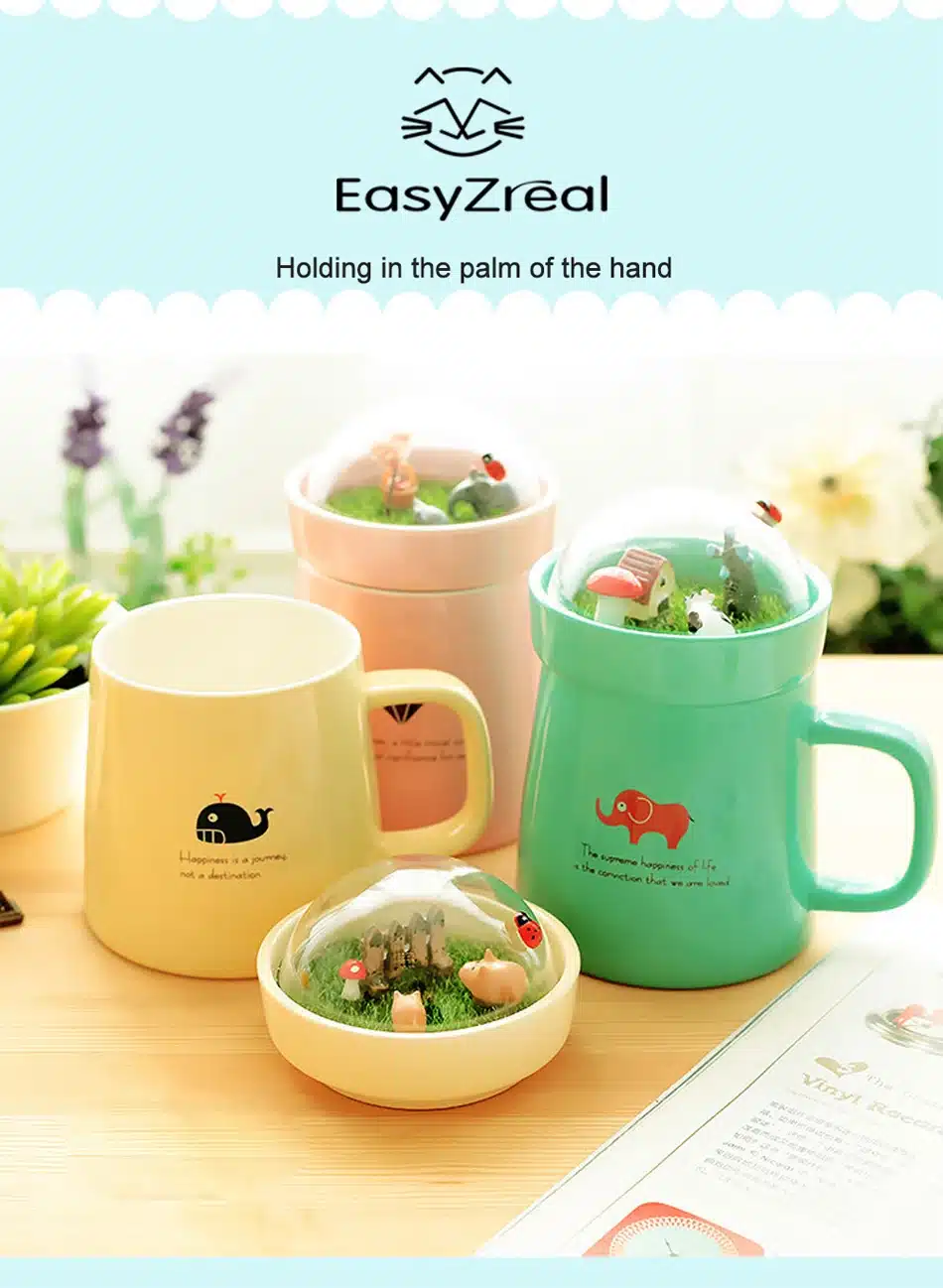 EasyZreal Creative Cartoon Animal Micro Landscape Caneca Milk and Coffee Mug 400mlHigh-capacity Office Ceramic Cups Beauty Gifts 9