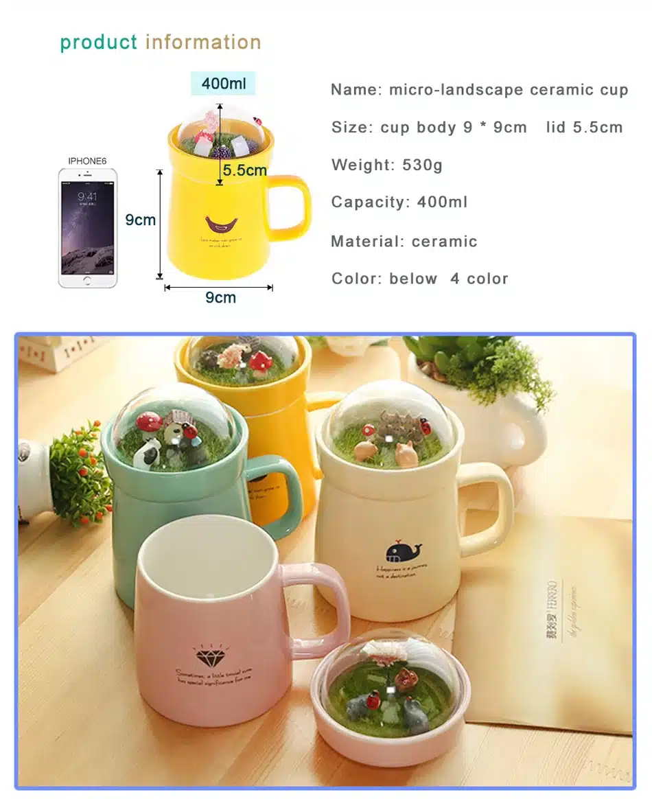 EasyZreal Creative Cartoon Animal Micro Landscape Caneca Milk and Coffee Mug 400mlHigh-capacity Office Ceramic Cups Beauty Gifts 10