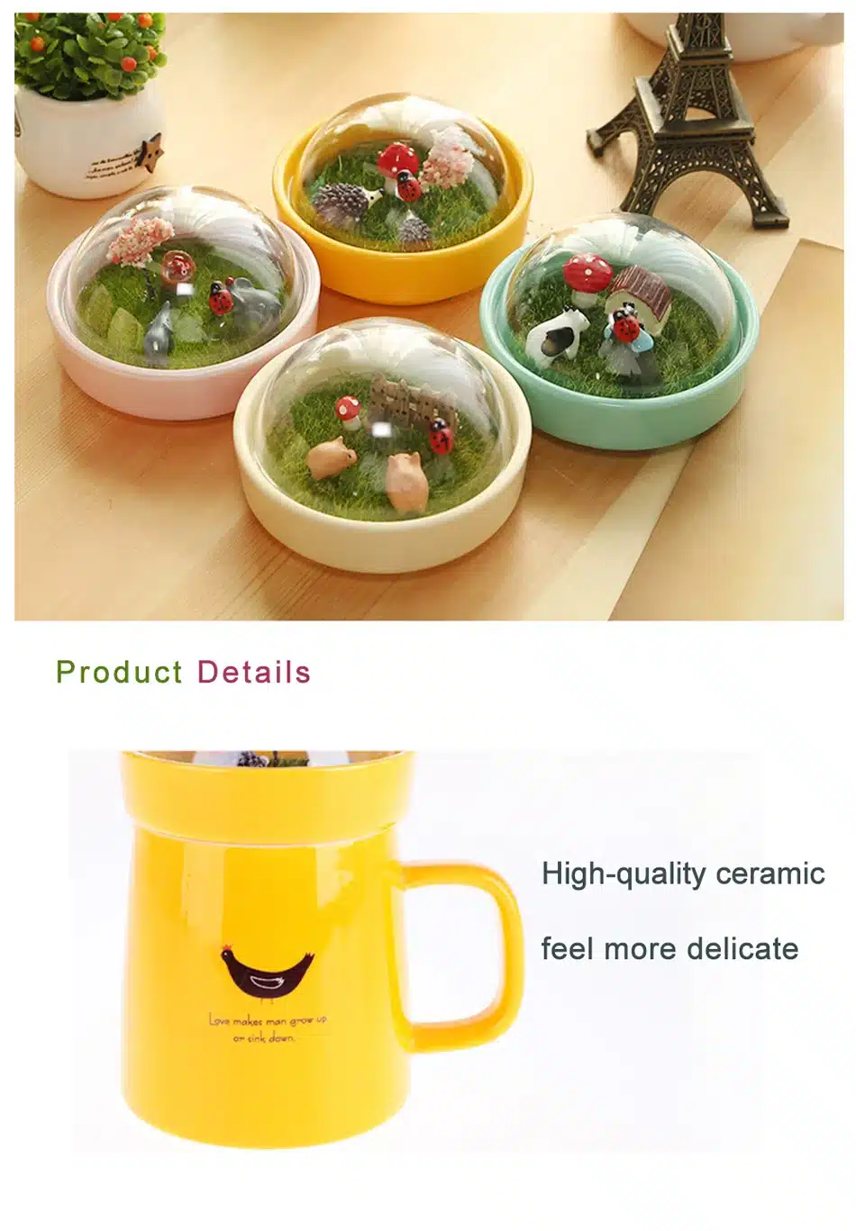 EasyZreal Creative Cartoon Animal Micro Landscape Caneca Milk and Coffee Mug 400mlHigh-capacity Office Ceramic Cups Beauty Gifts 11