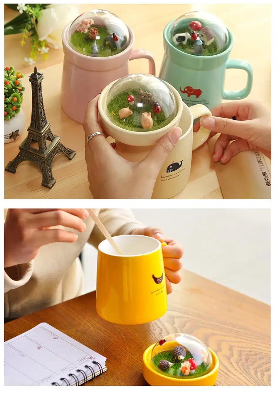 EasyZreal Creative Cartoon Animal Micro Landscape Caneca Milk and Coffee Mug 400mlHigh-capacity Office Ceramic Cups Beauty Gifts 14