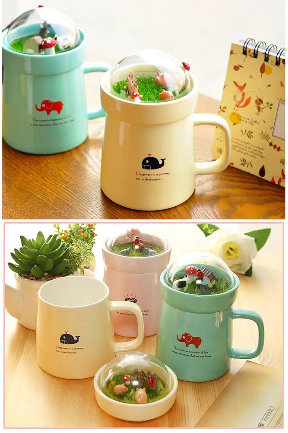EasyZreal Creative Cartoon Animal Micro Landscape Caneca Milk and Coffee Mug 400mlHigh-capacity Office Ceramic Cups Beauty Gifts 15