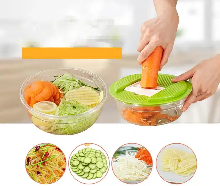 LMETJMA Mandoline Vegetable Slicer Dicer Fruit Cutter Slicer With 4 Interchangeable Stainless Steel Blades Potato Slicer Tool 3