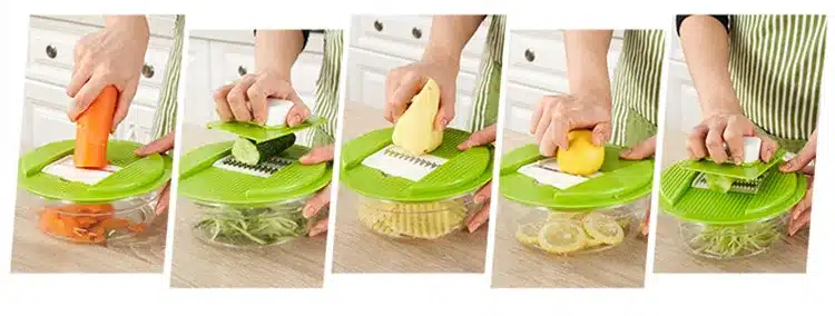 LMETJMA Mandoline Vegetable Slicer Dicer Fruit Cutter Slicer With 4 Interchangeable Stainless Steel Blades Potato Slicer Tool 6