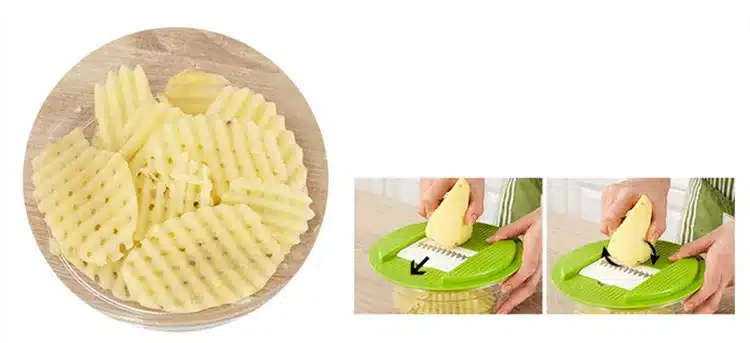 LMETJMA Mandoline Vegetable Slicer Dicer Fruit Cutter Slicer With 4 Interchangeable Stainless Steel Blades Potato Slicer Tool 12