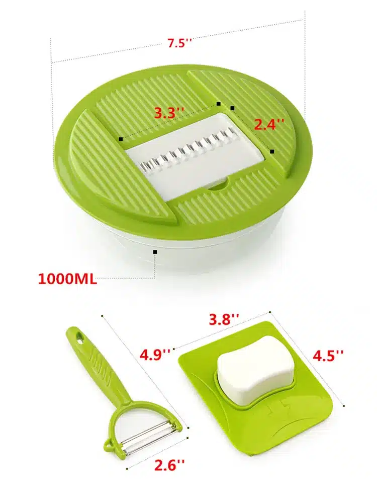LMETJMA Mandoline Vegetable Slicer Dicer Fruit Cutter Slicer With 4 Interchangeable Stainless Steel Blades Potato Slicer Tool 14