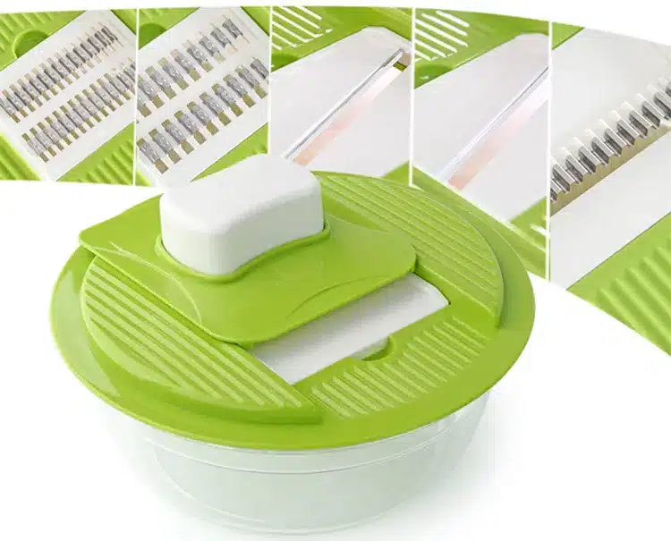 LMETJMA Mandoline Vegetable Slicer Dicer Fruit Cutter Slicer With 4 Interchangeable Stainless Steel Blades Potato Slicer Tool 15