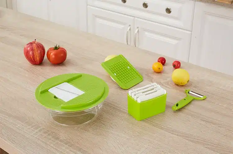 LMETJMA Mandoline Vegetable Slicer Dicer Fruit Cutter Slicer With 4 Interchangeable Stainless Steel Blades Potato Slicer Tool 22