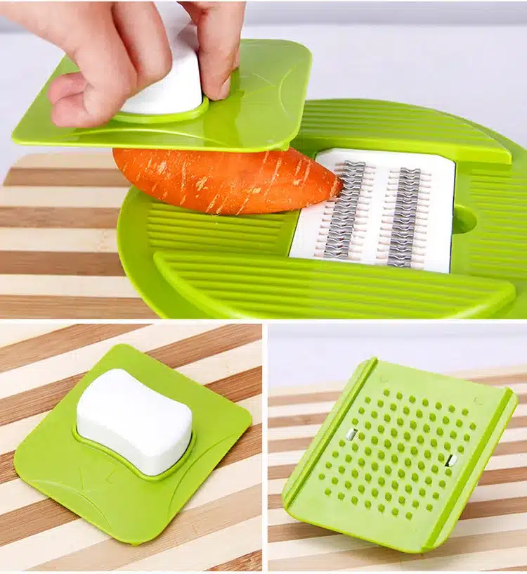 LMETJMA Mandoline Vegetable Slicer Dicer Fruit Cutter Slicer With 4 Interchangeable Stainless Steel Blades Potato Slicer Tool 23