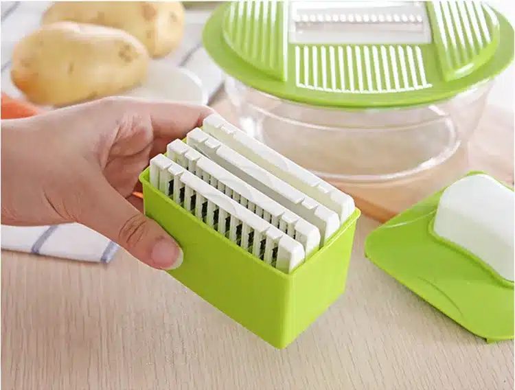 LMETJMA Mandoline Vegetable Slicer Dicer Fruit Cutter Slicer With 4 Interchangeable Stainless Steel Blades Potato Slicer Tool 24