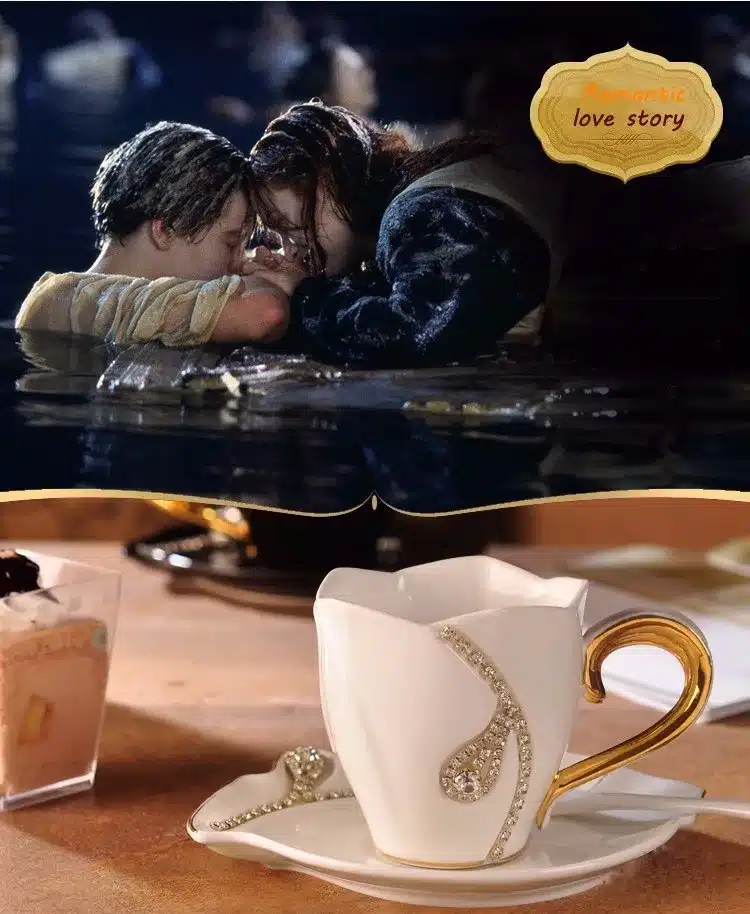 YEFINE Diamonds Design Coffee Mug Creative Gift Lovers Tea Cups 3D Ceramic Mugs With Rhinestones Decoration Cups And Saucers 16