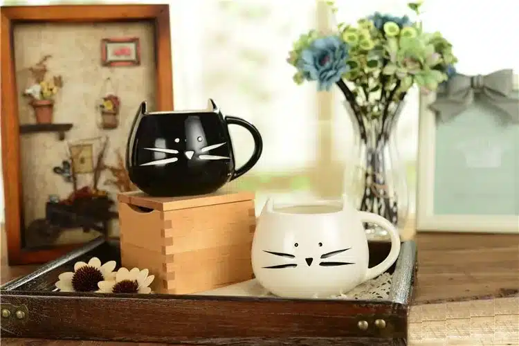 400ml Lovely Cute cat design coffee mug ceramic black and white Cat lovers mugs breakfast coffee and milk mug Tea mug Juice cup 2