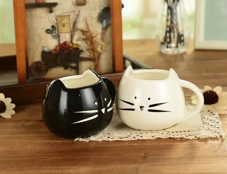400ml Lovely Cute cat design coffee mug ceramic black and white Cat lovers mugs breakfast coffee and milk mug Tea mug Juice cup 4