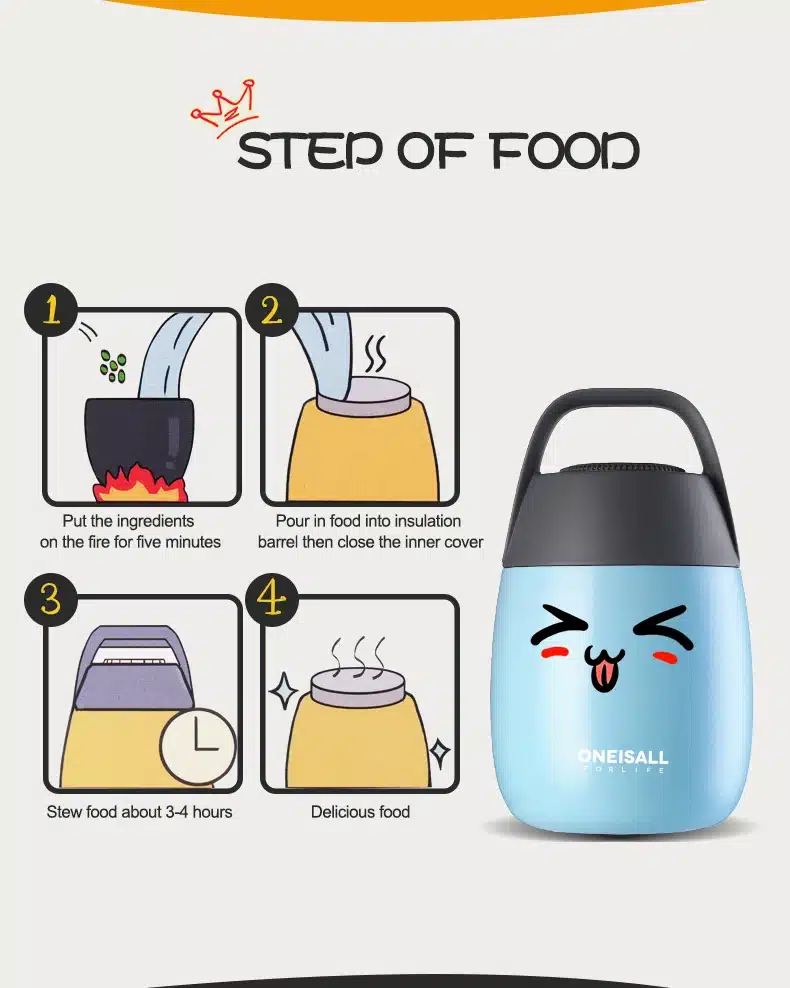 Premium Quality Food Flask Thermos Food Container Thermos Bottle for Soup with Thermo Bag Vacuum flask Insulated Stew Pot 56