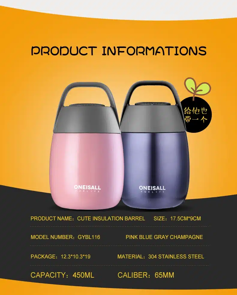 Premium Quality Food Flask Thermos Food Container Thermos Bottle for Soup with Thermo Bag Vacuum flask Insulated Stew Pot 62