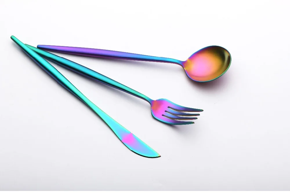 4 PCS/Set Rainbow Silverware New Arrival Stainless Steel Cutlery Set Dinnerware Set Colorful Creative Dinner Set Christmas Gift 3