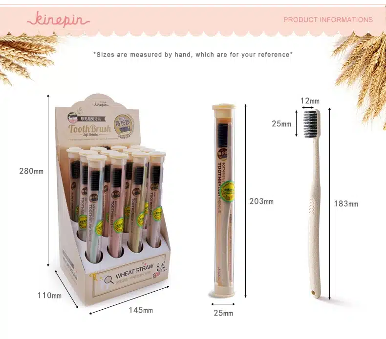 2017 4pcs Creative Adult Soft Toothbrush Portable Wheat Straw Tooth Cleaning Charcoal Bristle Brush with Travel Storage Case 10