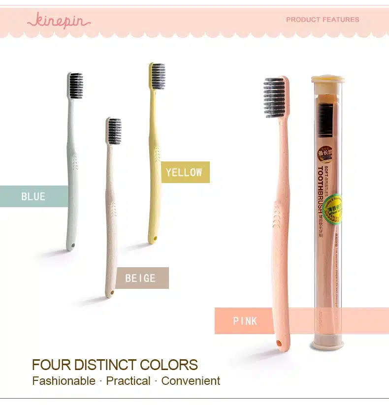 2017 4pcs Creative Adult Soft Toothbrush Portable Wheat Straw Tooth Cleaning Charcoal Bristle Brush with Travel Storage Case 11
