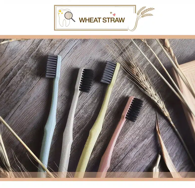 2017 4pcs Creative Adult Soft Toothbrush Portable Wheat Straw Tooth Cleaning Charcoal Bristle Brush with Travel Storage Case 16