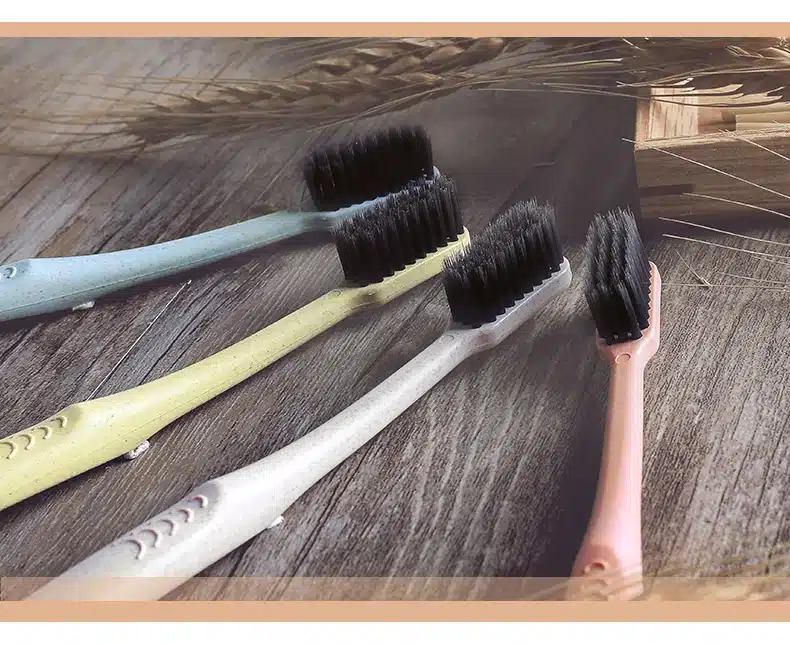 2017 4pcs Creative Adult Soft Toothbrush Portable Wheat Straw Tooth Cleaning Charcoal Bristle Brush with Travel Storage Case 17