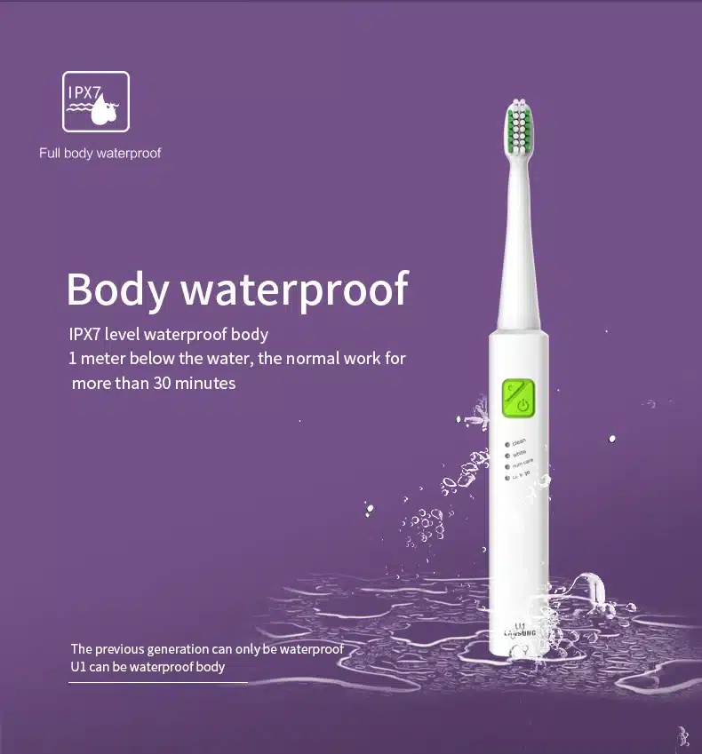 LANSUNG Ultrasonic Sonic Electric Toothbrush USB Charge Rechargeable Tooth Brushes With 4 Pcs Replacement Heads Timer Brush 12